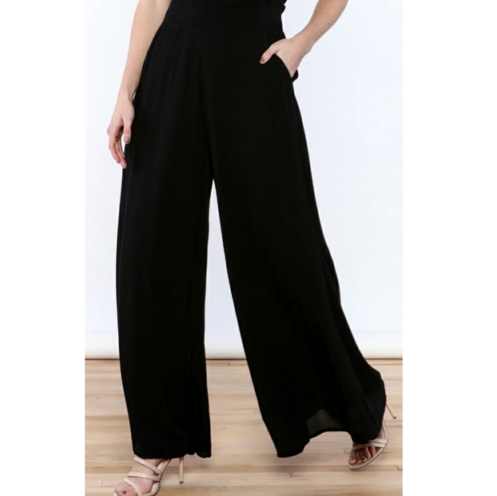 🌟 Jack BB Dakota High Waist Palazzo Black Wide Leg Pocket Pants Size Small